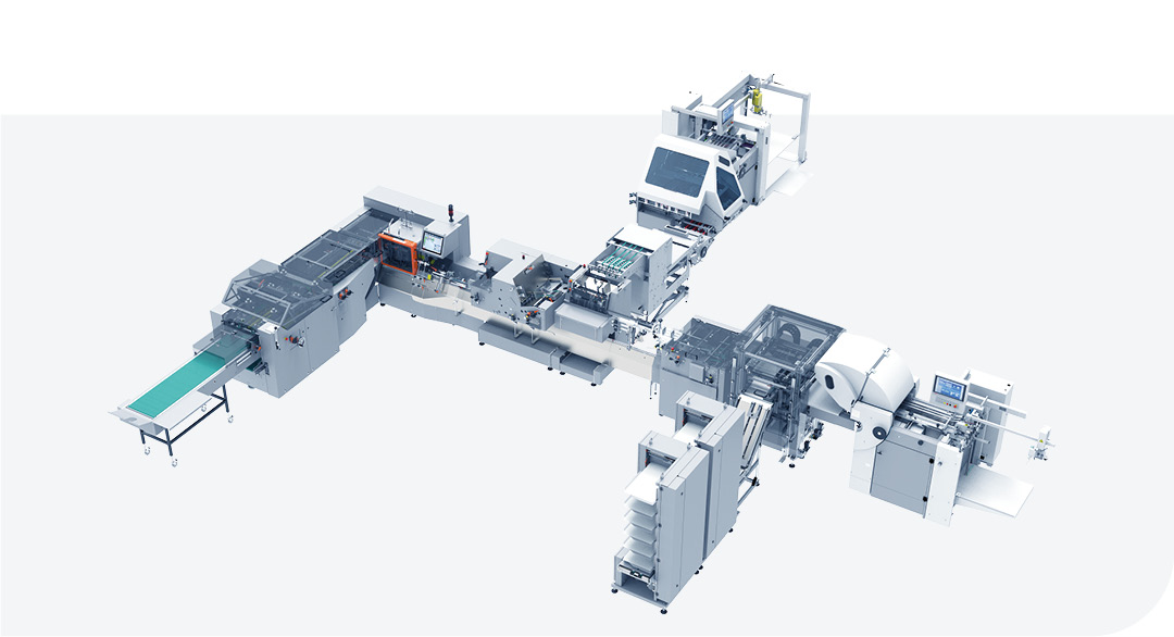 1. Core + Saddlestitcher +  Crossfolding + Tower + Fold Stitcher